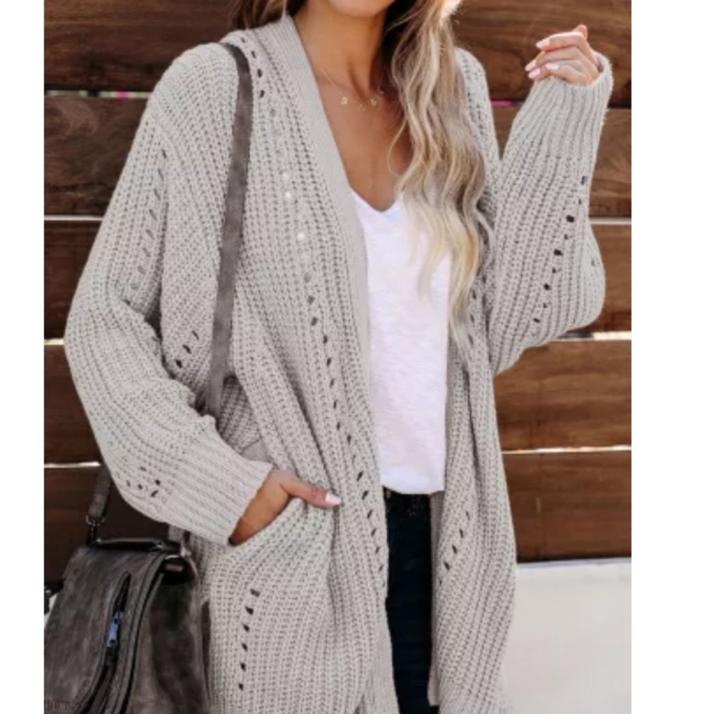 🔥New boutique beige cable knit cardigan - Picture 9 of 16